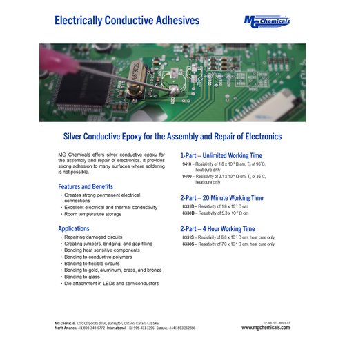 MG Chemicals 8331S Silver Epoxy Adhesive - High Conductivity, 4 hr. Working time, 15 g, 2 Dispeners (8331S-15G)