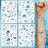 Dolphin Glitter Temporary Tattoos for Kids, 4 Sheets Bronzing Fake Tattoos for Girls Boys, Cute Ocean Animal Body Arm Shoulder Tattoos Stickers Waterproof Tattoos, Party Favors Supplies Decor Gifts