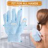 Bath Gloves for Shower Exfoliating Gloves for Men and Women, Body Scrub Shower Scrubber, Double Sided Microfiber Shower Body Gloves for Adults and Kids, Body, Hand Massage, Daily Bath, Blue