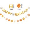 Happy Birthday Banner Little Daisy Banner for Kids Adults Birthday Party Decorations (Yellow+White+Orange)