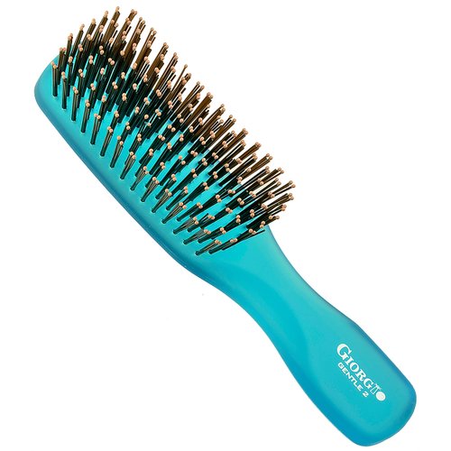 Giorgio GION2B Neon Blue 6.25 inch Gentle Touch Detangler Hair Brush for Men Women and Kids. Soft Bristles for Sensitive Scalp. Wet & Dry for all Hair Types. Scalp Massager Brush Stimulate Hair Growth