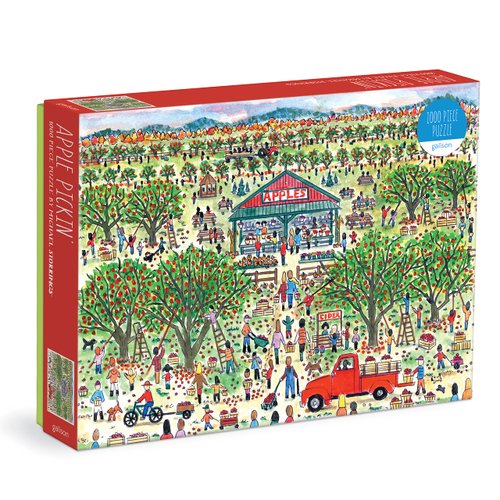 Galison Michael Storrings Apple Pickin' 1000 Piece Puzzle from Galison - 27" x 20" Beautifully Illustrated Puzzle, Thick & Sturdy Pieces, Perfect Activity for Chilly Fall Weather!