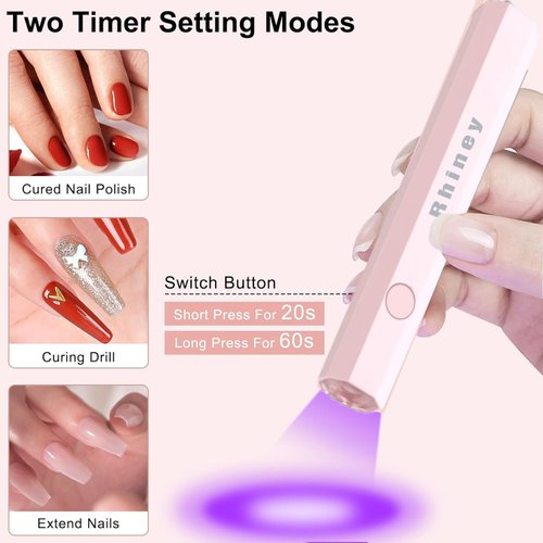 Mini U V Light for Gel Nails,Portable Nail Dryer, Flash Cure Lamp for Gel Nails, LED Nail Lamp,USB Nail Dryer for Fast Curing at Salon Home DIY (One Size fit for All, Pink)