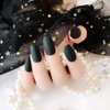 Umillars 24pcs Pure Color Coffin Nails Matte False Gel Nails Art Tips Sets Full Cover Medium False Nails for Ballerina Cosplay Office Lady (Black)…