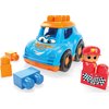 Mega BLOKS First Builders Toddler Building Blocks Toy Set, Ricky Race Car with 6 Pieces and Storage, 1 Figure, Blue, Ages 1+ Years