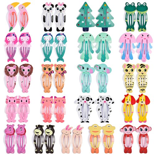 IKOCO Hair Clips for Girl, 42Pcs Animal Pattern Snap Hair Clips, Cartoon Design Barrettes for Tod...