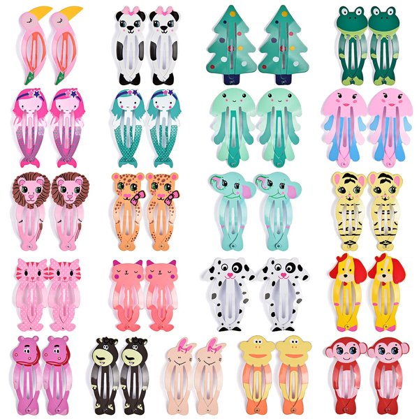 IKOCO Hair Clips for Girl, 42Pcs Animal Pattern Snap Hair Clips, Cartoon Design Barrettes for Toddler Girls, Gift for Kids