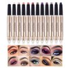 Ofanyia Eyeshadow Sticks, 2 in 1 Cream Shimmer Eye Shadow Pencil Crayon, Waterproof Long Lasting Eye Shadow Highlighter Stick, Double End Eyeshadow Pen with Sponge Brush (08# Smoky Amethyst Shimmer)