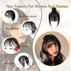 ISTGIFT Hair Toppers for Women Real Human Hair, Bangs Hair Clip 360° 3D Cover French Fake Clip in Bangs Hair Extensions, Hair Topper Hair Pieces for Women Daily (Dark Brown)