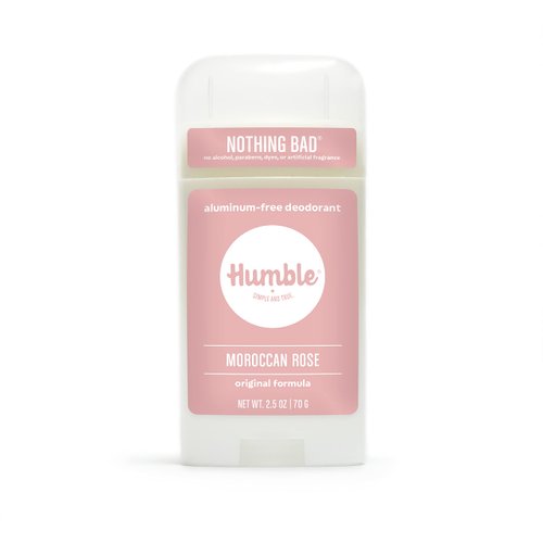 HUMBLE BRANDS Original Formula Aluminum-free Deodorant. Long Lasting Odor Control with Baking Soda and Essential Oils, Moroccan Rose, Pack of 1
