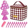AOYUNHUI Hair Curlers Rollers 18Pcs,Self Grip Hair Roller 3 Sizes in 1 Set with Hair Roller Clips,Comb and Cosmetic Bag-Rose Red