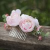 Fangsen Wedding Pink Rose Gypsophila Paniculata Flower Hair Comb Bridal Headpiece Floral Hair Accessories
