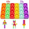 Pop Blocks Fidget Toys, Rainbow Silicone Popper Infinity DIY Building Blocks CVC Words Learning Phonics Color Recognition Game Anxiety Stress Reliever Autistic Sensory Toy (Rainbow)