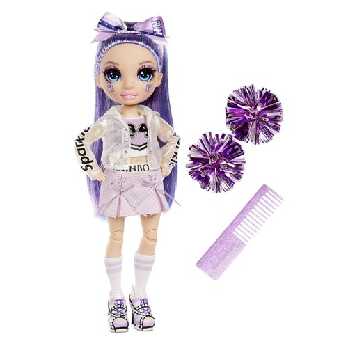 Rainbow High Cheer Violet Willow – Purple Cheerleader Fashion Doll with Pom Poms and Doll Accessories, Great Gift for Kids 6-12 Years Old