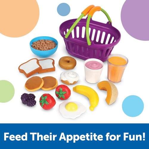 Learning Resources New Sprouts Breakfast Foods Basket - 16 Pieces, Ages 18+ months Pretend Play Food for Toddlers, Toddler Kitchen Toys, Preschool Learning Toys