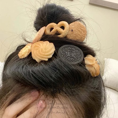 Sttiafay 7Pack Side Hair Clips for Styling Salon Simulation Cookies Pattern Fun Hair Barrettes Cartoon Hairpins Hair Accessories for Women Girls