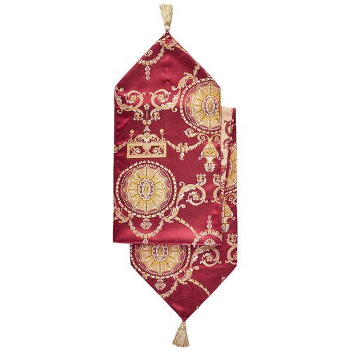 Prestige Damask 13" X 70" Burgundy Table Runner