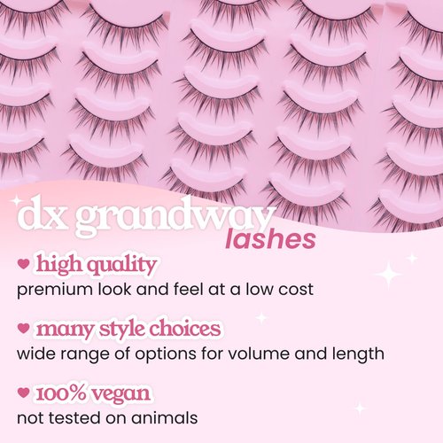 Anime Lashes Korean Japanese Look Like Asian Natural Look False Eyelashes Manga Lashes Mink Wispy Fluffy Spiky 3D Volume Eyelashes Pack Cosplay Fake Eyelashes Individual Cluster 5 Pairs LK01 by dxg