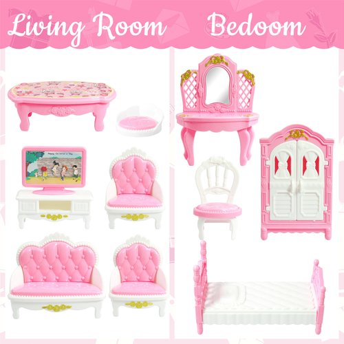 20 Pieces Doll House Furniture and Accessories Set Dollhouse Furniture Set Mini Dollhouse Furniture 1 12 Scale Bedroom Living Room Bathroom Furniture Accessories