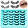 LoveOurHome 12 Pairs Faux Mink Lashes Wispy Lashes 8D Curl Volume False Eyelashes Flully Eye Lash Extesnion Fake Lashes 2 Style Pack Natural Look Fake Eyelash with Tweezers for Women Girls