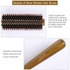 Vista Round Hair Brush Boar Bristle Wooden Hair Brush for Women Blow Drying Handle Anti Static Hairbrush for Hair Styling, Drying, Curling