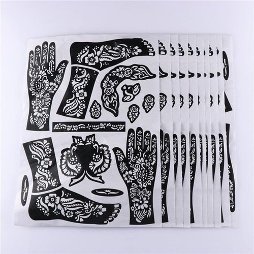 Black Henna Tattoo Kit Stencils, Temporary Reusable Unisex Tattoo Sets Indian Arabian Temporary Tattoo Templates Kit for Body Art Paint Temporary Tattoos Makeup, Temporary Tattoos, Body