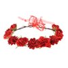 AKOAK 1 Pack Flower Crown, Bohemian Wreath for Girls Floral Tiara, Wedding Headband, Bride Bohemian Wreath/Baby Shower/Photo/Toddler (Red)