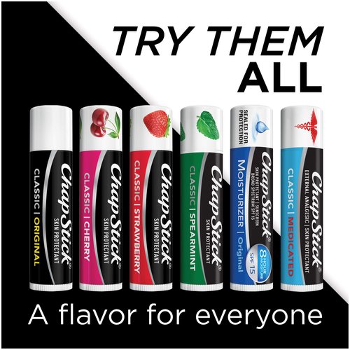 ChapStick Classic Skin Protectant Flavored Lip Balm Tube, Strawberry Flavor, 0.45 Ounce