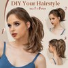 CJL HAIR Claw Clip Short Ponytail Hair Extensions Bendable Metals Messy Bun Hair piece Wavy Curly Fake Hairpieces (Dirty Blonde, Straight,8inch)
