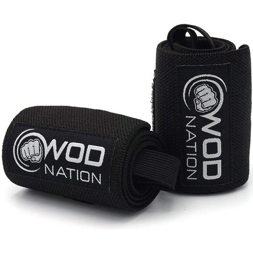 WOD Nation Wrist Wraps for Weightlifting, 12” Professional Gym Wrist Straps w/Thumb Loop, Wrist Wraps for Men & Women, Wrist Support Wraps for Strength Training, Powerlifting & Bodybuilding (Black)