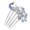 Wedding Bridal Headpiece Rhinestone Hair Comb Women Peacock Hair Clip Side Comb Hair Accessory(Blue)