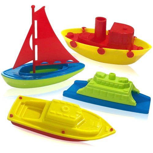 ArtCreativity Toy Boat Bath Toys for Kids & Toddlers, Set of 4, Kids Pool Toys for Outdoor Water Play, Floating Pool Boat Toys for Bathtub, Summer Beach Toys, Cute Party Favors for Boys and Girls