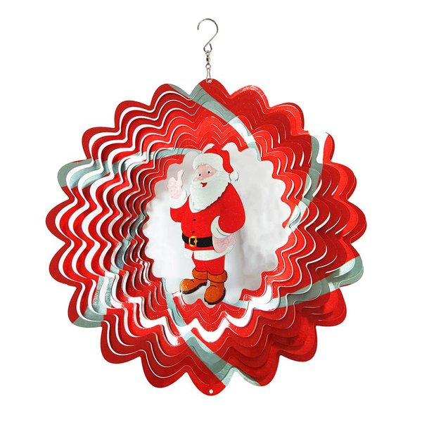 FONMY Wind Spinner 3D Stainless Steel Christmas Decoration Garden Decoration Indoor Outdoor Hanging Ornament Worth Gift 12inch Santa Claus Metal Wind Spinners