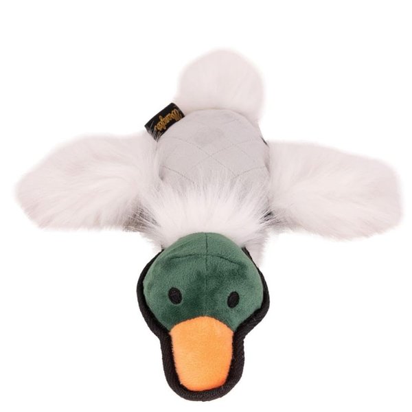 Wrangler Duck Flattie Plush Dog Toy with Tennis Ball and Rope 12in