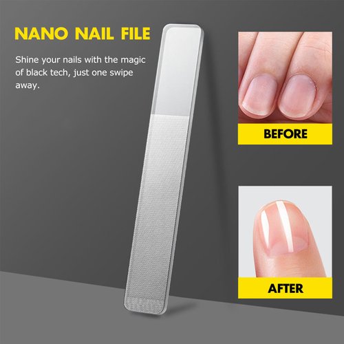 Glass Nail Shiner - 5PC Upgrade Glass Nail File for Natural Nails Nano Nail Buffers Crystal Shine Polisher, Professional Manicure Tools Kit for Acrylic Nail Care