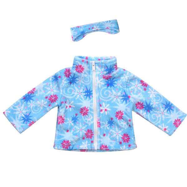 Sophia's 18" Doll 2 pc. Light Blue Print Winter Snowflake Fleece Jacket and Earwarmer