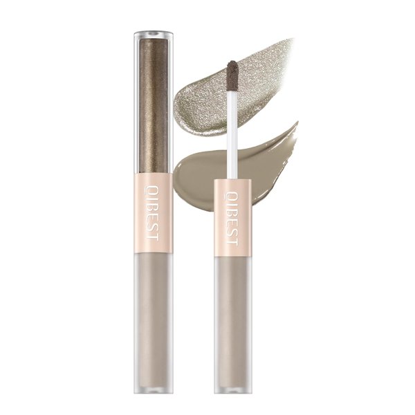 Easilydays Double Head Liquid Glitter Matte Eyeshadow, Sunset Pearl and Matte Shimmer & Metallic Multi-Dimensional Finish For Bold Eye Looks, Highly Pigmented Long Lasting Liquid Shadow Eye Makeup (#02 Gray)