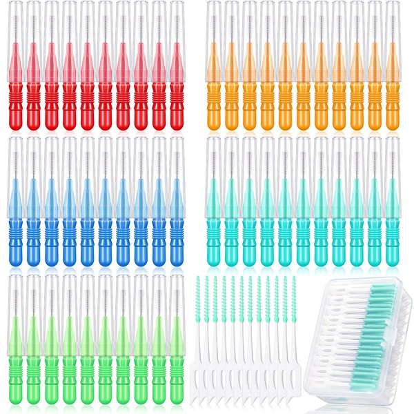 350 Pieces Interdental Brush Tooth Floss Teeth Cleaning Tool Toothpick Flossing Head Oral Soft Dental Picks Refill Dental Flosser Toothpick Cleaners (Mixed Color)