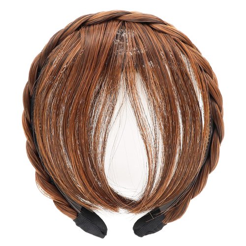 FERCAISH Front Hair Bangs Wigs Headband, Front Hair Bangs Fringe Hair Extensions Synthetic Wigs Headband for Women Girls(Light Brown)
