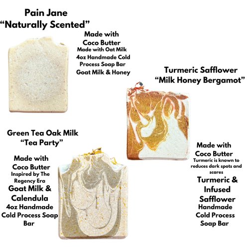 Turmeric Soap Box - Assorted 3 Bar Set, All Natural, Artisan, Clay, Goat Milk, For Face and Body All ages, Moisturing Creamy Lather