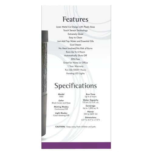 NOW Essential Oils, Metal Touch Ultrasonic Aromatherapy Oil Diffuser, Extremely Quiet and Heat Free, Color Changing LED