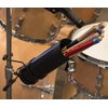 String Swing Drum Stick Holder - Stagehand Drumstick Container Bag Holds up to 8 Pairs of Zildjian Vic Firth ARLX and Vater Drumsticks - Two Clamps Attach Securely to Microphone & Cymbal Pole