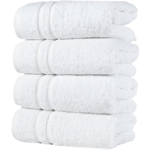 Hawmam Linen White Hand Towels 4-Pack -16 x 29 Turkish Cotton Premium Quality Soft and Absorbent Small Towels for Bathroom