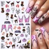 Halloween Nail Stickers, Cute Ghost Nail Decals 3D Self-Adhesive Pink Spider Ghost Spider Web Black Cat French Tips Pattern Halloween Nail Design Holiday Nail Art Decoration for Women Girls(6Sheets)