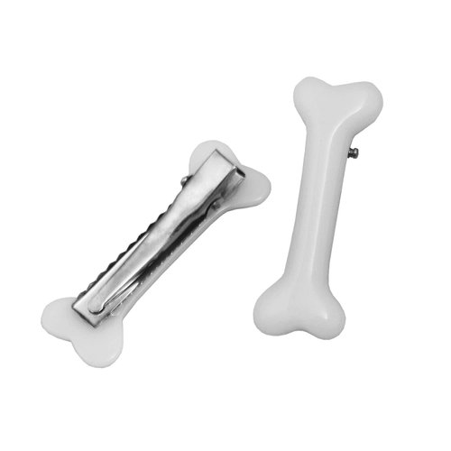 4pcs Halloween White Dog Bone Hair Clips,Artificial Dog Bone Hairpins Alligator Barrettes Christmas Hair Accessories for Kids Girls