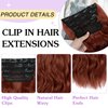 NAYOO 4PCS Clip in Hair Extensions Long Wavy Curly Synthetic Thick Hairpieces Wine Red for Women with Fiber Double Weft Hair Full Head（16 Inch, Wine Red）