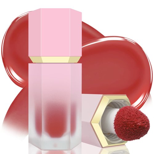 BEFIVECOK Liquid Blush for Cheeks, Soft Cream Blush with Cushion Applicator, Dewy Finish Matte Velvet Texture, High-Pigmented Blendable, Long-Wearing Blush Makeup | #01 SEDUCTIVE-Bright Red