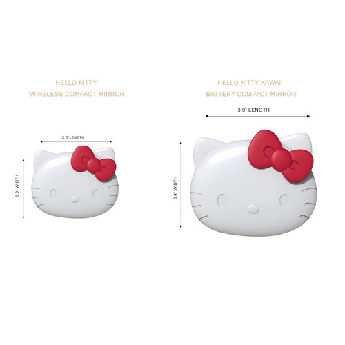 Impressions Vanity Hello Kitty Kawaii Compact Mirror with Touch Sensor Switch for Purse, LED Makeup Mirror with 2X Magnifying Top and Adjustable Brightness (White)