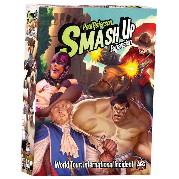 Alderac Entertainment Group (AEG) Smash Up World Tour International Incident Expansion , Board Game, Card Game, Luchadors, Mounties, Sumo,2 to 4 Players, 30 to 45 Minute Play Time, for Ages 10 and Up