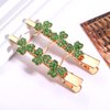 St.Patrick’s Day Hair Clips Crystal Glitter Shamrock Hairpins Green Lucky Leaf Embellished Gold Alligator Hair Clips for Party Gift (2 Pairs Lucky Clover Clips)